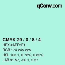 Color code: CMYK 29 / 0 / 8 / 4 | qconv.com