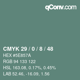 Color code: CMYK 29 / 0 / 8 / 48 | qconv.com