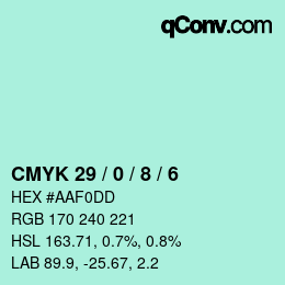 カラーコード: CMYK 29 / 0 / 8 / 6 | qconv.com