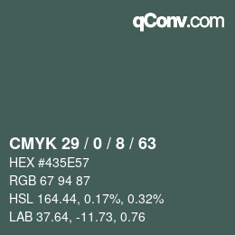 カラーコード: CMYK 29 / 0 / 8 / 63 | qconv.com