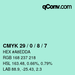 Color code: CMYK 29 / 0 / 8 / 7 | qconv.com