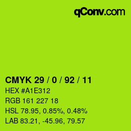 Color code: CMYK 29 / 0 / 92 / 11 | qconv.com