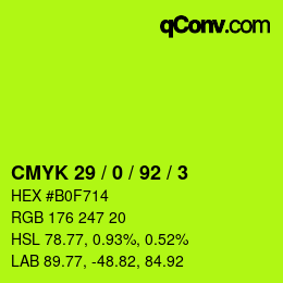 颜色代码: CMYK 29 / 0 / 92 / 3 | qconv.com