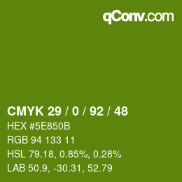 颜色代码: CMYK 29 / 0 / 92 / 48 | qconv.com