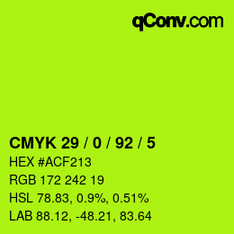 カラーコード: CMYK 29 / 0 / 92 / 5 | qconv.com
