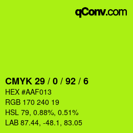 カラーコード: CMYK 29 / 0 / 92 / 6 | qconv.com