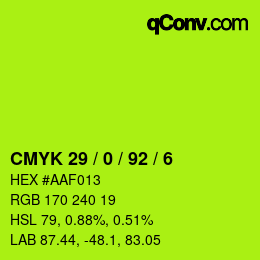 Farbcode: CMYK 29 / 0 / 92 / 6 | qconv.com