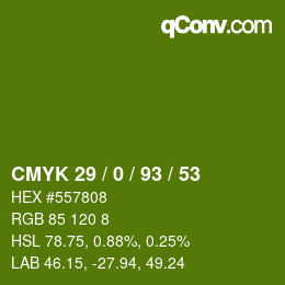 颜色代码: CMYK 29 / 0 / 93 / 53 | qconv.com