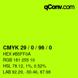 Farbcode: CMYK 29 / 0 / 96 / 0 | qconv.com