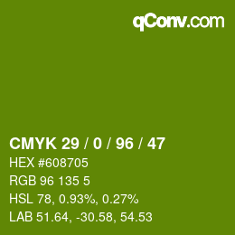 颜色代码: CMYK 29 / 0 / 96 / 47 | qconv.com