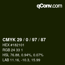Color code: CMYK 29 / 0 / 97 / 87 | qconv.com