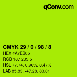 Color code: CMYK 29 / 0 / 98 / 8 | qconv.com