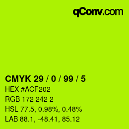 颜色代码: CMYK 29 / 0 / 99 / 5 | qconv.com