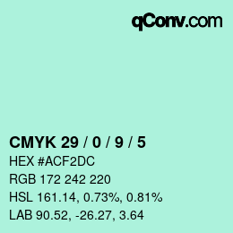 カラーコード: CMYK 29 / 0 / 9 / 5 | qconv.com