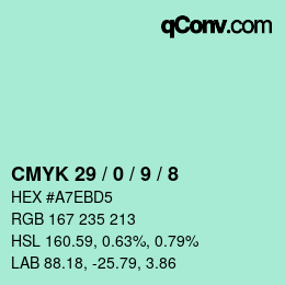 颜色代码: CMYK 29 / 0 / 9 / 8 | qconv.com