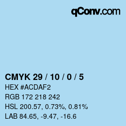 颜色代码: CMYK 29 / 10 / 0 / 5 | qconv.com