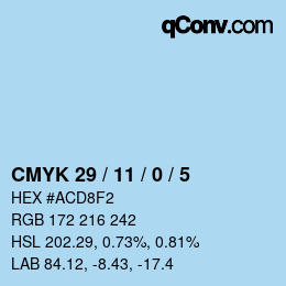 颜色代码: CMYK 29 / 11 / 0 / 5 | qconv.com
