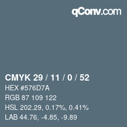 Color code: CMYK 29 / 11 / 0 / 52 | qconv.com