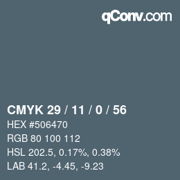 Código de color: CMYK 29 / 11 / 0 / 56 | qconv.com