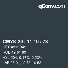 颜色代码: CMYK 29 / 11 / 0 / 73 | qconv.com