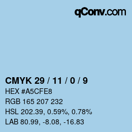 カラーコード: CMYK 29 / 11 / 0 / 9 | qconv.com