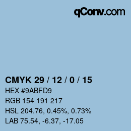 Code couleur: CMYK 29 / 12 / 0 / 15 | qconv.com