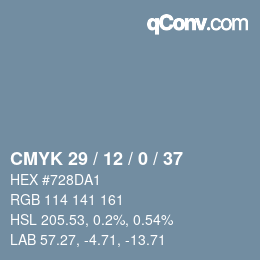 カラーコード: CMYK 29 / 12 / 0 / 37 | qconv.com