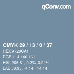 カラーコード: CMYK 29 / 13 / 0 / 37 | qconv.com