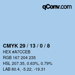 颜色代码: CMYK 29 / 13 / 0 / 8 | qconv.com