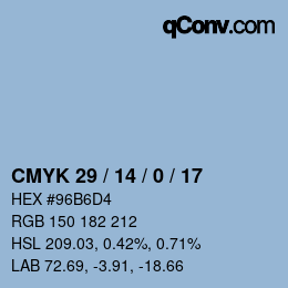 Color code: CMYK 29 / 14 / 0 / 17 | qconv.com