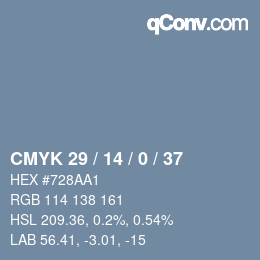 Color code: CMYK 29 / 14 / 0 / 37 | qconv.com