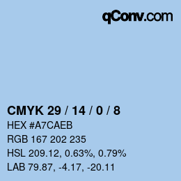カラーコード: CMYK 29 / 14 / 0 / 8 | qconv.com