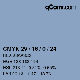 Color code: CMYK 29 / 16 / 0 / 24 | qconv.com