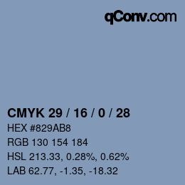 Color code: CMYK 29 / 16 / 0 / 28 | qconv.com