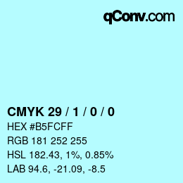 カラーコード: CMYK 29 / 1 / 0 / 0 | qconv.com