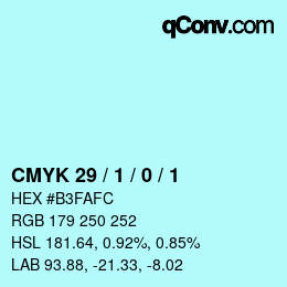 カラーコード: CMYK 29 / 1 / 0 / 1 | qconv.com