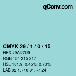 颜色代码: CMYK 29 / 1 / 0 / 15 | qconv.com