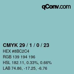 カラーコード: CMYK 29 / 1 / 0 / 23 | qconv.com