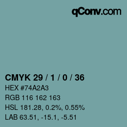 カラーコード: CMYK 29 / 1 / 0 / 36 | qconv.com