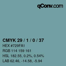 カラーコード: CMYK 29 / 1 / 0 / 37 | qconv.com