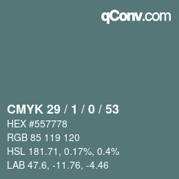 Color code: CMYK 29 / 1 / 0 / 53 | qconv.com