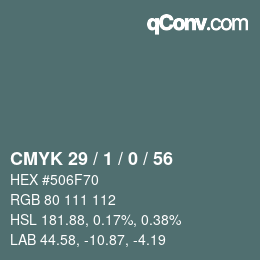 カラーコード: CMYK 29 / 1 / 0 / 56 | qconv.com