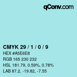 カラーコード: CMYK 29 / 1 / 0 / 9 | qconv.com