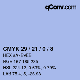 Color code: CMYK 29 / 21 / 0 / 8 | qconv.com