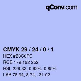 カラーコード: CMYK 29 / 24 / 0 / 1 | qconv.com