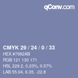 カラーコード: CMYK 29 / 24 / 0 / 33 | qconv.com