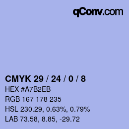 Color code: CMYK 29 / 24 / 0 / 8 | qconv.com