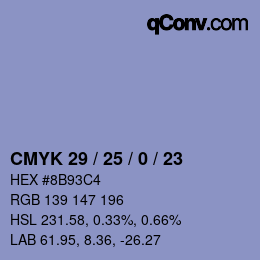 Color code: CMYK 29 / 25 / 0 / 23 | qconv.com