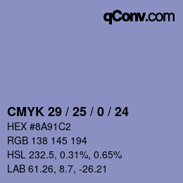 カラーコード: CMYK 29 / 25 / 0 / 24 | qconv.com