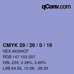 Color code: CMYK 29 / 26 / 0 / 19 | qconv.com